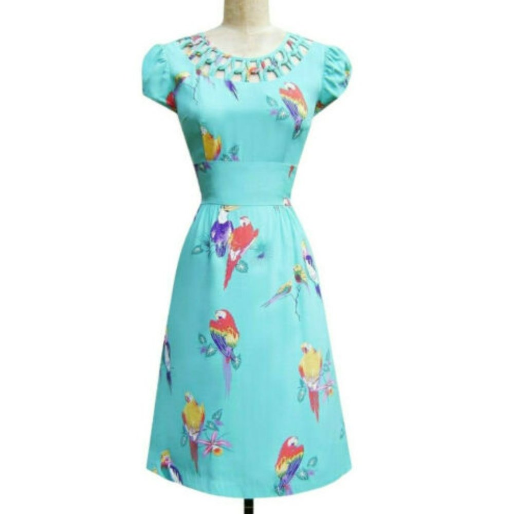 Trashy diva Lupe Dress in Turquoise Birds